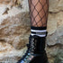 Technostoff nocturnal College Socken in schwarz mit weißen Streifen mit Strumpfhose